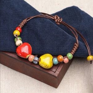 NWT Ceramic Heart Boho Bracelet